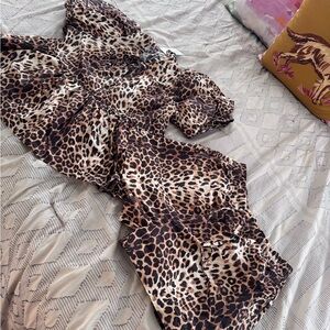 entro Leopard Print Jumpsuit in Brown and Black